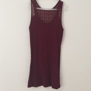 Dark Maroon Tank Top with Lacy Back/Straps